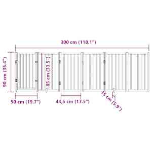 Zábrana pro psy s dvířky skládací 6 panelů černá 300 cm jedle - obrázek 11