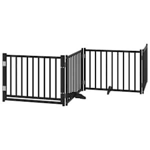 Zábrana pro psy s dvířky skládací 4 panely černá 320 cm jedle - obrázek 2