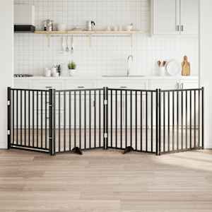 Zábrana pro psy s dvířky skládací 4 panely černá 320 cm jedle - obrázek 1