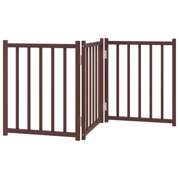 vidaXL kokkupandav koerav&auml;rav, 3 paneeli, pruun tamm, 150 cm, nulupuit