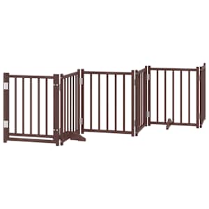 Zábrana pro psy s dvířky skládací 6 panelů hnědý dub 300 cm - obrázek 2