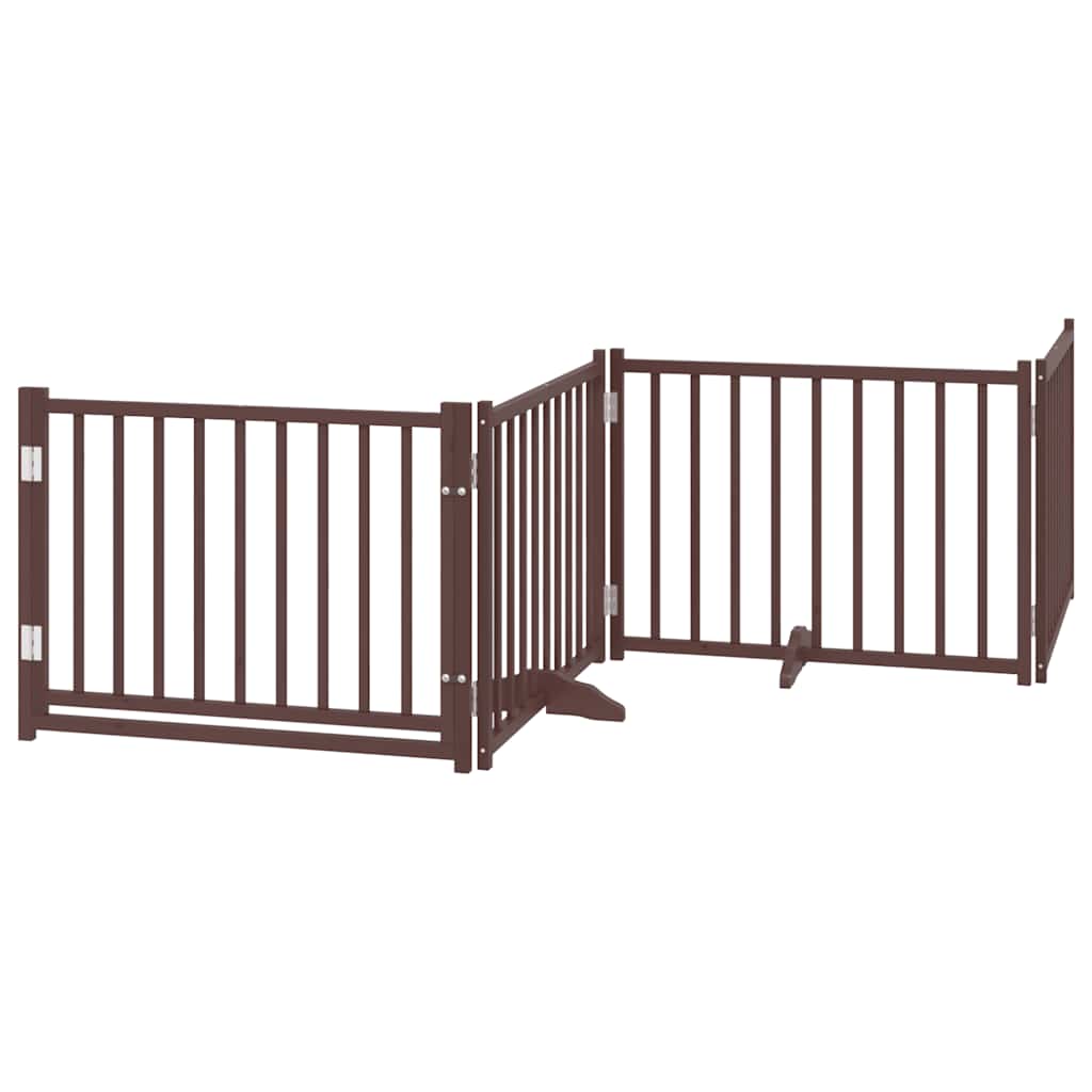 vidaXL Zábrana pro psy s dvířky skládací 4 panely hnědý dub 320 cm