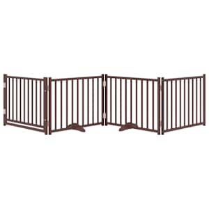 Zábrana pro psy s dvířky skládací 4 panely hnědý dub 320 cm - obrázek 3