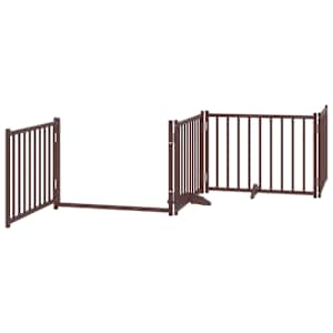 Zábrana pro psy s dvířky skládací 4 panely hnědý dub 320 cm - obrázek 4