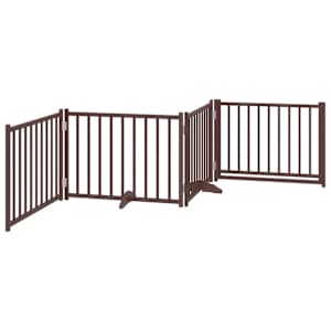 Zábrana pro psy s dvířky skládací 4 panely hnědý dub 320 cm - obrázek 6