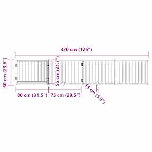 Zábrana pro psy s dvířky skládací 4 panely hnědý dub 320 cm - obrázek 11
