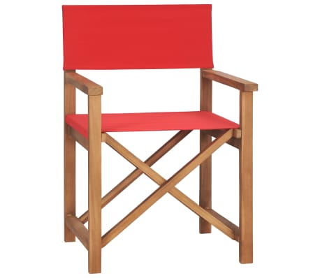 vidaXL Sulankstomos režisieriaus kėdės, 2vnt., raudonos, tikmedis