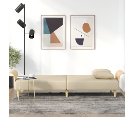 vidaXL Canap&eacute;-lit avec accoudoirs cr&egrave;me tissu