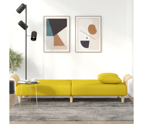 vidaXL Kauč na razvlačenje s naslonima za ruke svjetložuti od tkanine