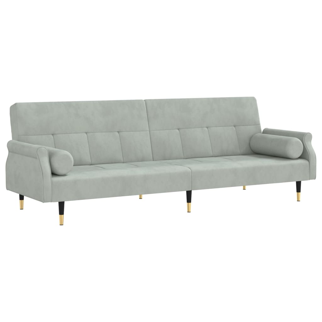 Image of vidaXL Sofa Bed with Cushions Light Grey Velvet