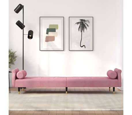 vidaXL Sof&aacute;-cama com almofad&otilde;es veludo rosa