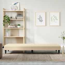 vidaXL Sofa Bed with Cup Holders Cream Fabric