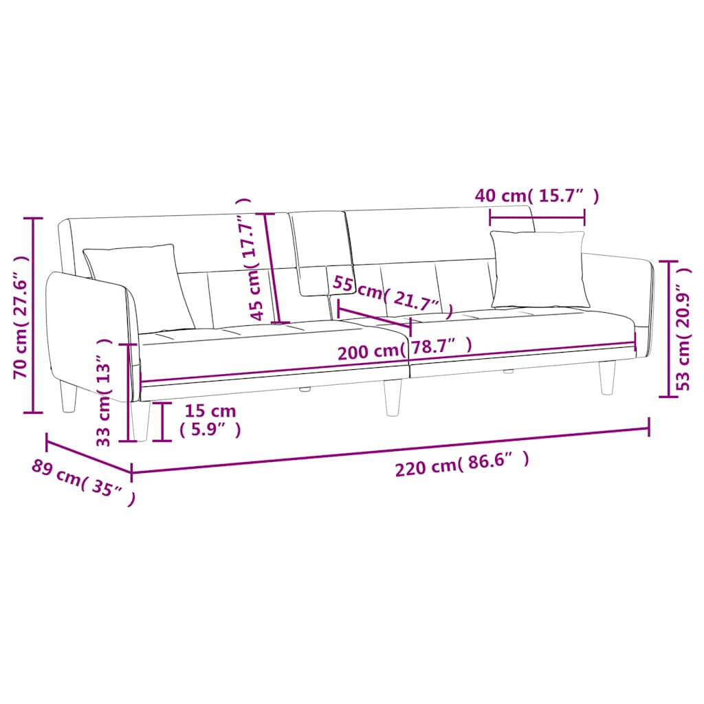 dīvāngulta ar glāžu turētājiem, melns audums