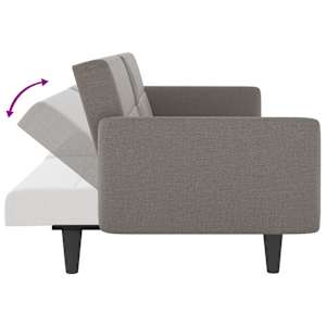 Rozkládací pohovka s držáky na nápoje taupe textil - obrázek 9
