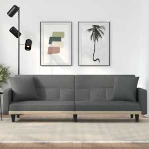 Raztegljiv kavč z blazinami temno sivo blago