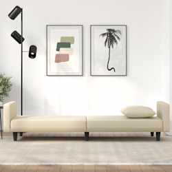 vidaXL Sofa Bed with Cushions Cream Fabric