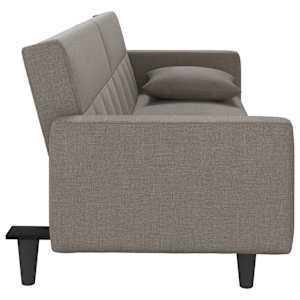 Rozkládací pohovka s poduškami taupe textil - obrázek 7