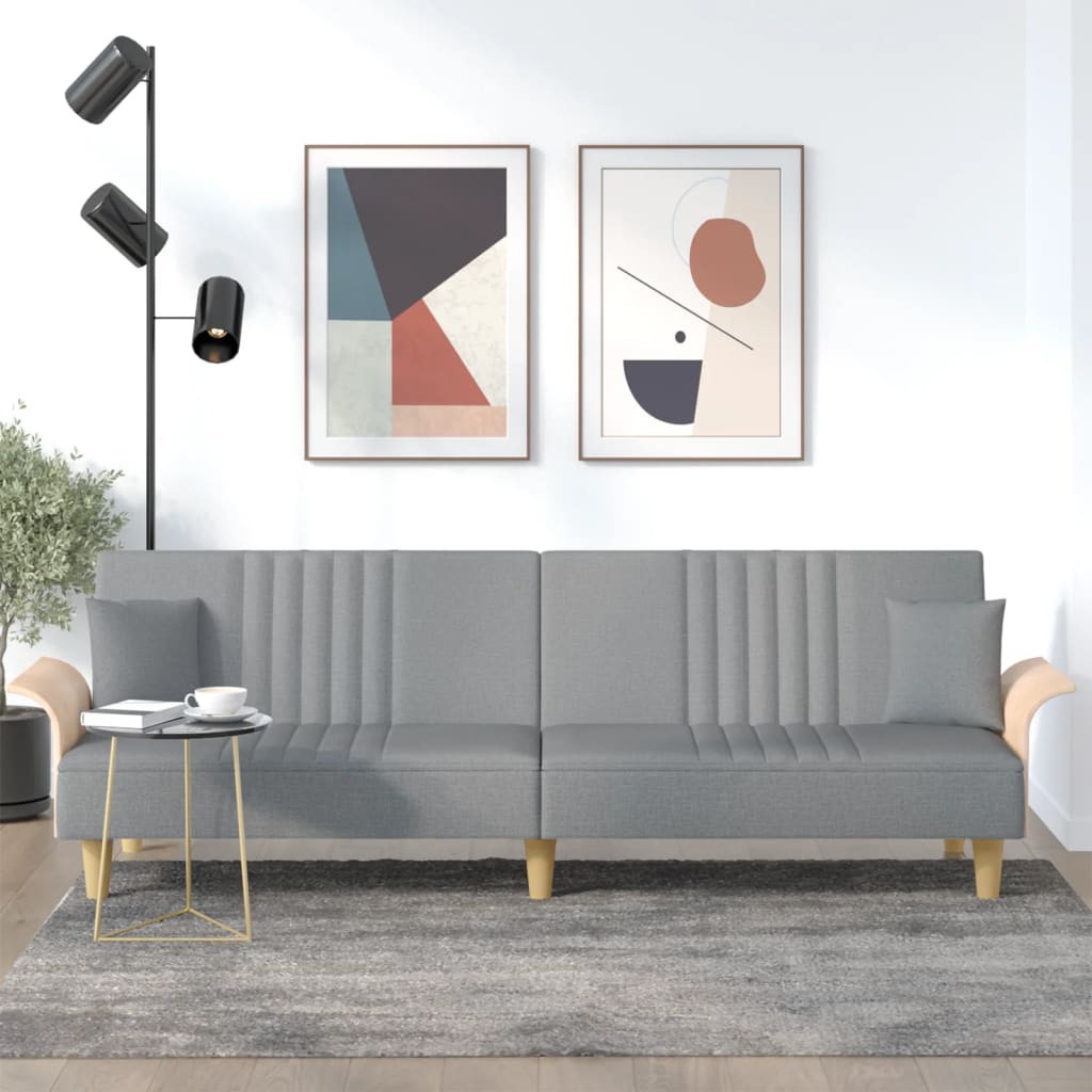 vida XL Schlafsofa mit Armlehnen Hellgrau Stoff