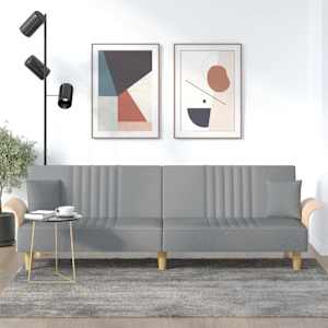 Raztegljiv kavč z naslonjali za roke svetlo sivo blago