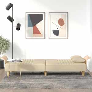 vidaXL Canapea extensibilă cu cotiere, crem, material textil