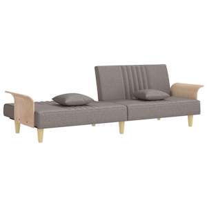Rozkládací pohovka s područkami taupe textil - obrázek 7