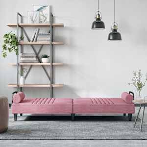 vidaXL Sofa Bed Pink Velvet (100% polyester), plywood 80.7 in