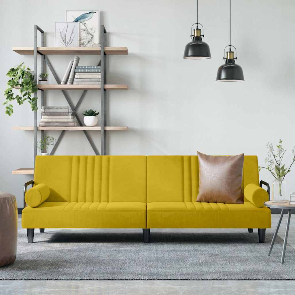 vidaXL Schlafsofa mit Armlehnen Gelb Samt