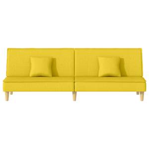 Rozkládací pohovka světle žlutá textil - obrázek 4