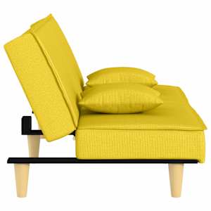 Rozkládací pohovka světle žlutá textil - obrázek 5