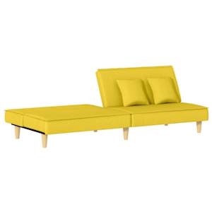 Rozkládací pohovka světle žlutá textil - obrázek 7