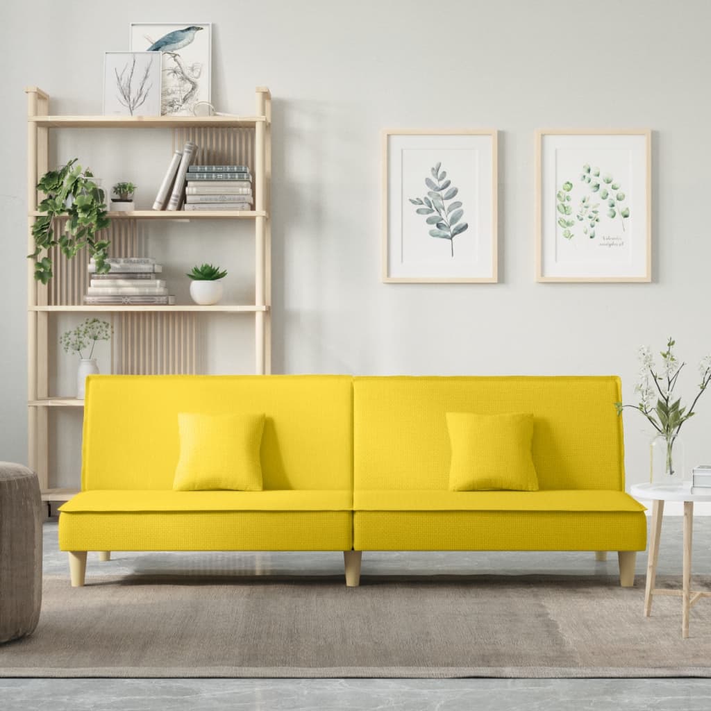 VIDAXL - vidaXL Sofá-cama tecido amarelo-claro vidaXL Sofá-cama tecido amarelo-claro