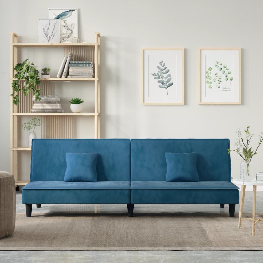 vidaXL Schlafsofa Blau Samt