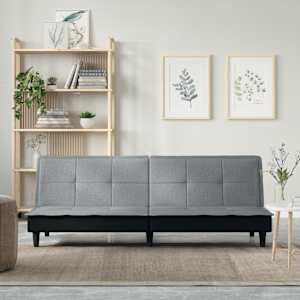 Rozkládací pohovka světle šedá textil - obrázek 1