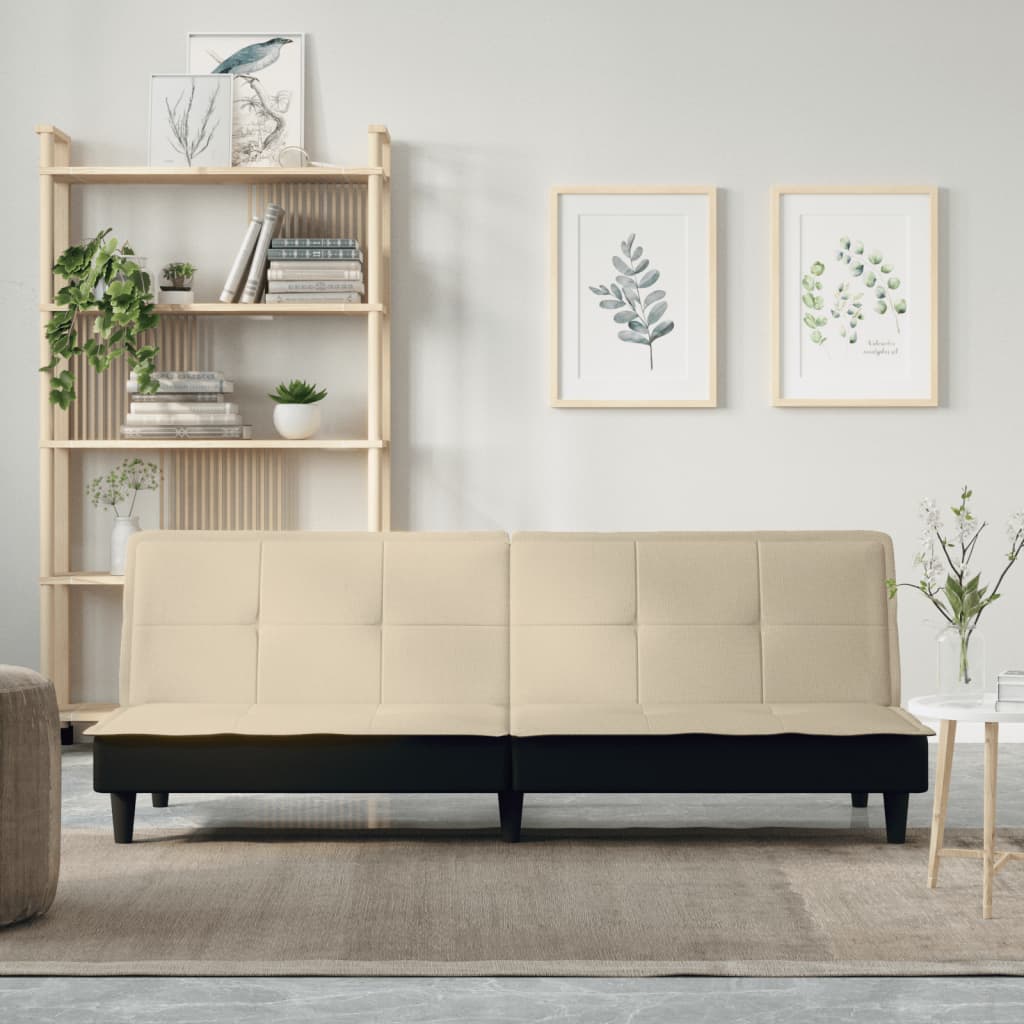 vidaXL Slaapbank stof crèmekleurig