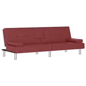 vidaXL diivanvoodi topsihoidjatega, veinipunane, kunstnahk