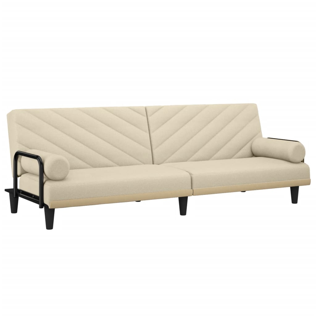 Sofa Bed with Armrests Cream Fabric vidaXL