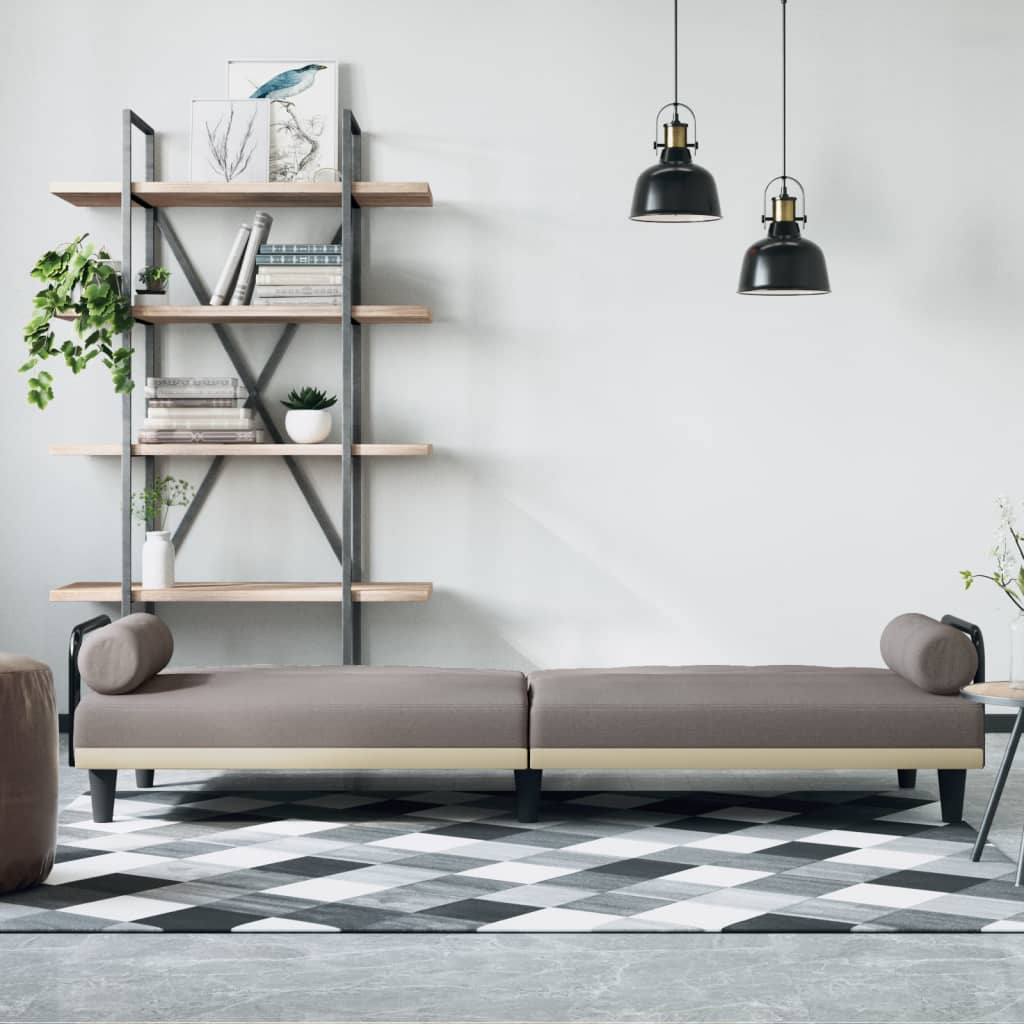 vidaXL Slaapbank met armleuningen stof taupe afbeelding