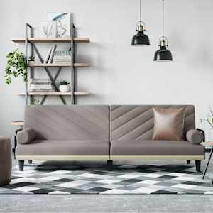 Rozkládací pohovka s područkami taupe textil - obrázek 1
