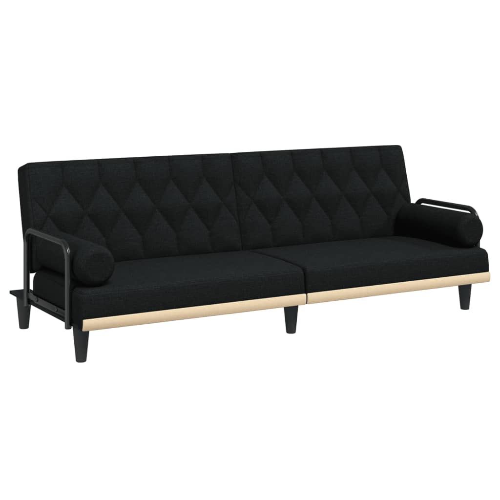 vidaXL Canapea extensibilă cu cotiere, negru, textil