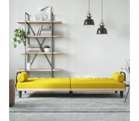 vidaXL Sofa Bed Light Yellow 100% polyester, plywood Large