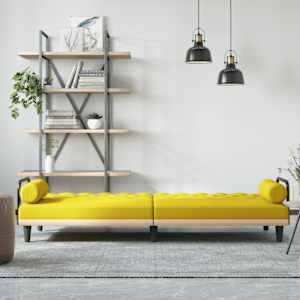 vidaXL Sofa Bed Light Yellow 100% polyester, plywood Large