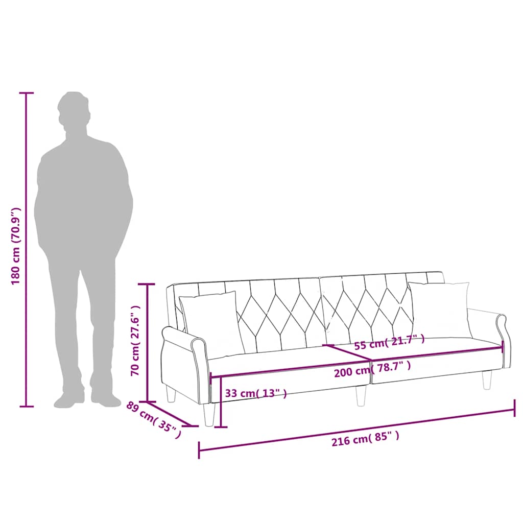 dīvāngulta ar roku balstiem, tumši pelēks samts