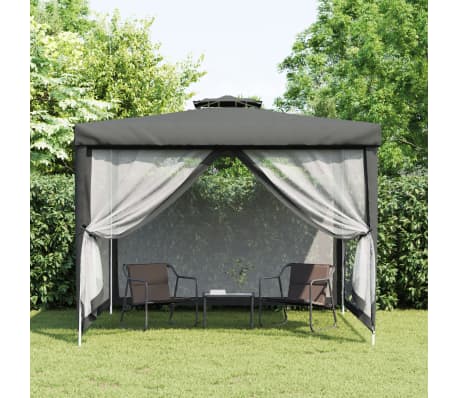 vidaXL Gazebo with Double Roof Anthracite 3x3x2.68 m Fabric