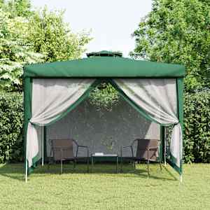 vidaXL Gazebo with Double Roof Green 3x3x2.68 m Fabric
