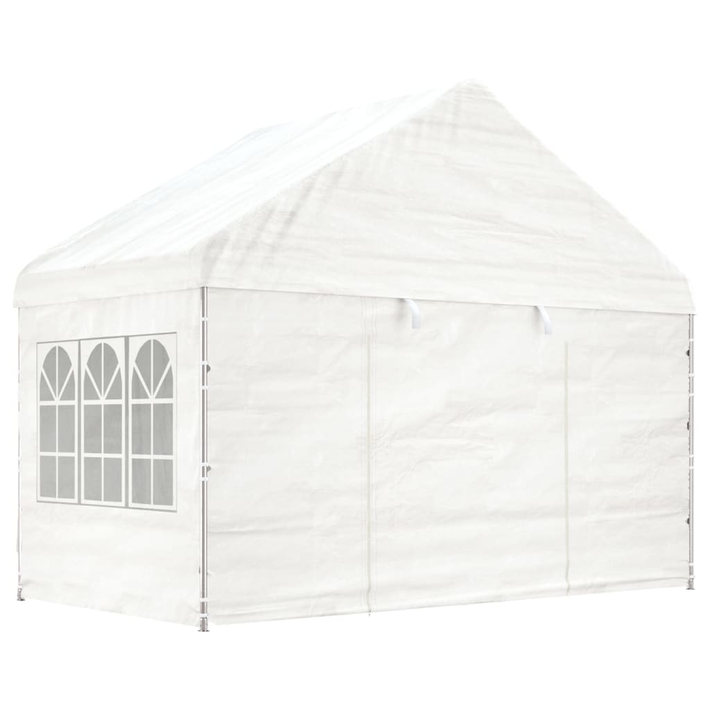 Pavillon mit Dach Weiß 4,08×2,23×3,22 m Polyethylen