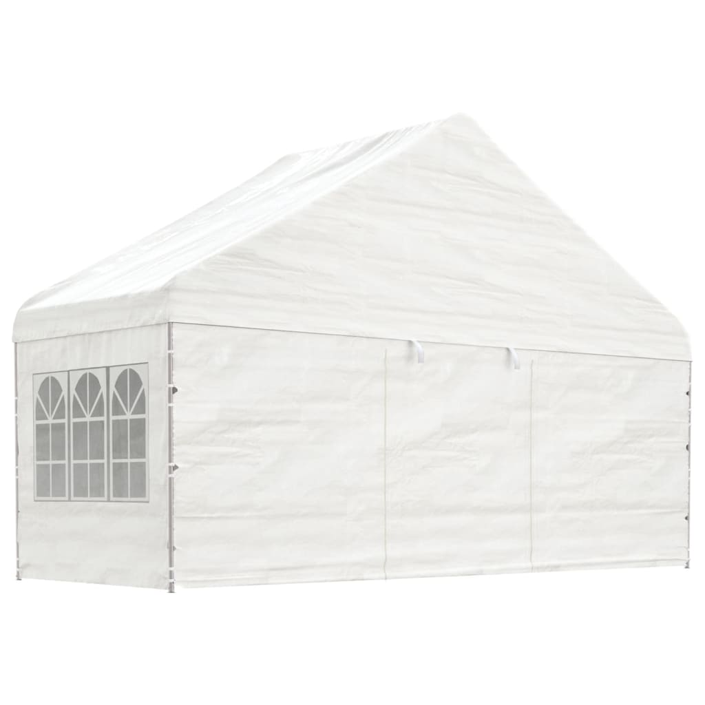 vidaXL pavillon med tag 5,88x2,23x3,75 m polyethylen hvid