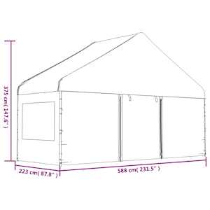 Altán se střechou bílý 5,88 x 2,23 x 3,75 m polyethylen - obrázek 6