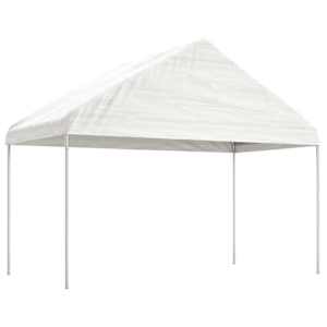 vidaXL katusega varjualune, valge, 4,08 x 2,23 x 3,22 m, pol&uuml;et&uuml;leen