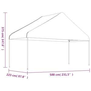 Altán se střechou bílý 5,88 x 2,23 x 3,75 m polyethylen - obrázek 4