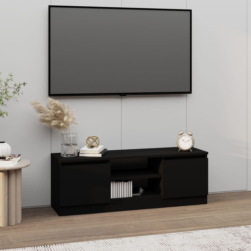 vidaXL Comodă TV cu ușă, negru, 102x30x36 cm